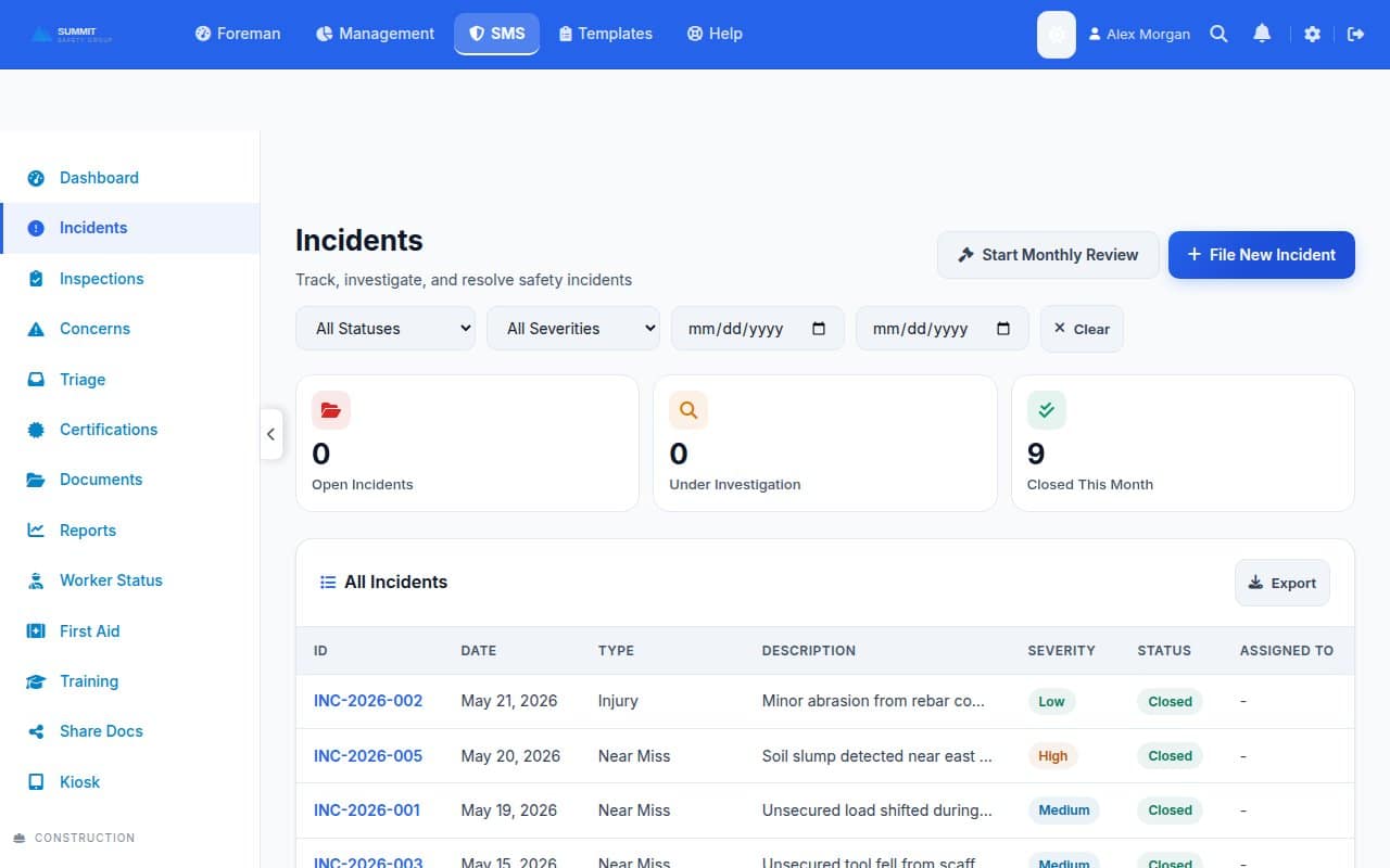 Incident tracking and investigation